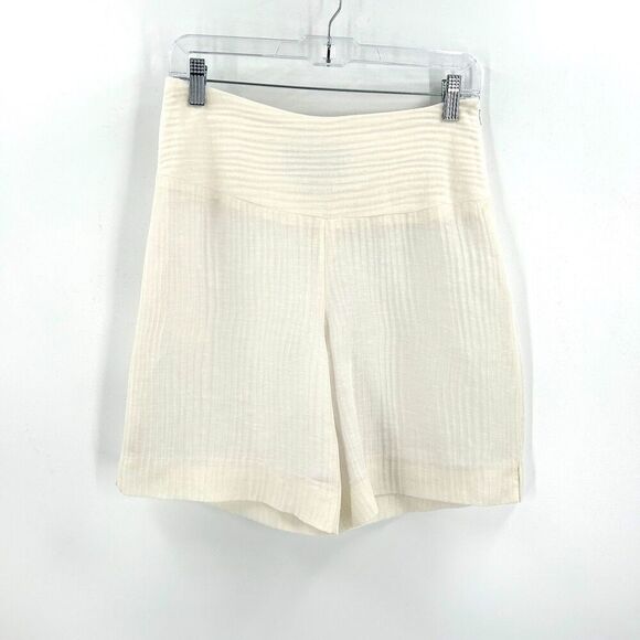 JULIE SCHINDLER San Francisco Ivory Textured High Rise Designer Shorts Small - Picture 1 of 5